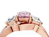 Rose gold Three-Stone Fancy Pink Emerald Cut Cut Diamond Split Shank Prong Set Ring_16