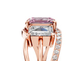 Rose gold Three-Stone Fancy Pink Emerald Cut Cut Diamond Split Shank Prong Set Ring_5