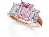 Rose gold Three-Stone Fancy Pink Emerald Cut Cut Solitaire Ring with Classic Prong Setting_1