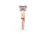 Rose gold Three-Stone Fancy Pink Emerald Cut Cut Solitaire Ring with Classic Prong Setting_2
