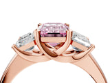 Rose gold Three-Stone Fancy Pink Emerald Cut Cut Solitaire Ring with Classic Prong Setting_4