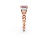 Rose gold Three-Stone Fancy Pink Emerald Cut Diamond Braided Band Ring with Four-Prong Setting_118