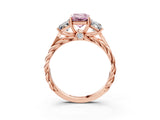 Rose gold Three-Stone Fancy Pink Emerald Cut Diamond Braided Band Ring with Four-Prong Setting_119