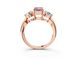 Rose gold Three-Stone Fancy Pink Emerald Cut Diamond Channel Set Engagement Ring with Prong Setting_15