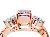 Rose gold Three-Stone Fancy Pink Emerald Cut Diamond Channel Set Engagement Ring with Prong Setting_16