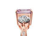 Rose gold Three-Stone Fancy Pink Emerald Cut Diamond Channel Set Engagement Ring with Prong Setting_17