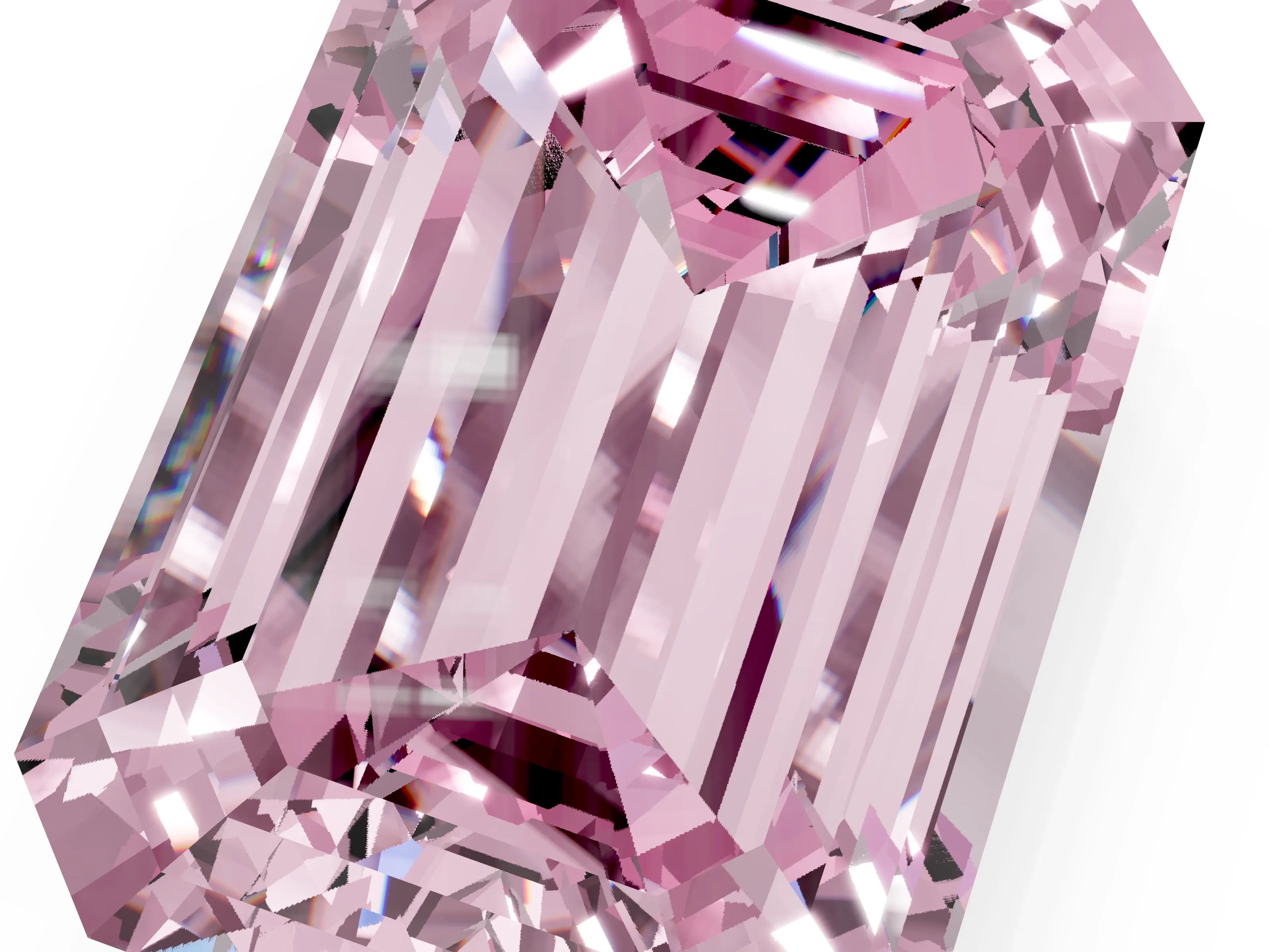 Rose gold Three-Stone Fancy Pink Emerald Cut Diamond Engagement Ring with Pave Band and Prong Setting_1