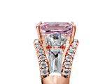 Rose gold Three-Stone Fancy Pink Emerald Cut Diamond Engagement Ring with Pave Band and Prong Setting_17