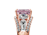 Rose gold Three-Stone Fancy Pink Emerald Cut Diamond Engagement Ring with Pave Band and Prong Setting_18
