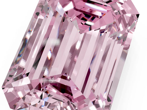 Rose gold Three-Stone Fancy Pink Emerald Cut Diamond Engagement Ring with Pave Band and Prong Setting_1