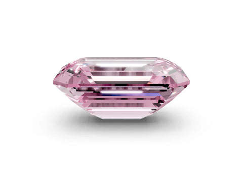 Rose gold Three-Stone Fancy Pink Emerald Cut Diamond Engagement Ring with Pave Band and Prong Setting_2
