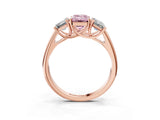 Rose gold Three-Stone Fancy Pink Emerald Cut Diamond Engagement Ring with Prong Setting_6