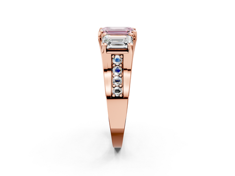 Rose gold Three-Stone Fancy Pink Emerald  Cut Diamond Ring with Channel-Set Band and Four-Prong Setting_37