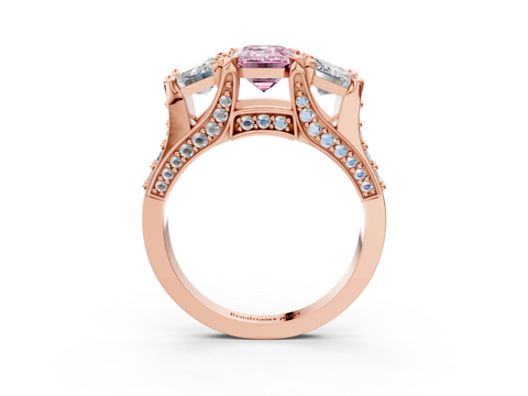 Rose gold Three-Stone Fancy Pink Emerald  Cut Diamond Ring with Channel-Set Band and Four-Prong Setting_38