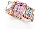 Rose gold Three-Stone Fancy Pink Emerald  Cut Diamond Ring with Channel-Set Band and Four-Prong Setting_53