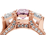 Rose gold Three-Stone Fancy Pink Emerald  Cut Diamond Ring with Channel-Set Band and Four-Prong Setting_56