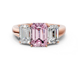 Rose gold Three-Stone Fancy Pink Emerald  Cut Diamond Ring with Channel-Set Band and Four-Prong Setting_81
