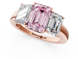 Rose gold Three-Stone Fancy Pink Emerald  Cut Diamond Ring with Channel-Set Band and Four-Prong Setting_82