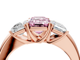 Rose gold Three-Stone Fancy Pink Emerald  Cut Diamond Ring with Channel-Set Band and Four-Prong Setting_85