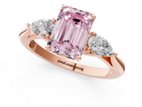 Rose gold Three-Stone Fancy Pink Emerald  Cut Diamond Ring with Pear Side Stones in Four-Prong Setting_127