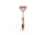 Rose gold Three-Stone Fancy Pink Emerald  Cut Diamond Ring with Pear Side Stones in Four-Prong Setting_128