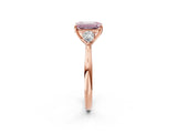 Rose gold Three-Stone Fancy Pink Emerald Cut Diamond Ring with Pear  Side Stones in Four-Prong Setting_14