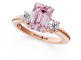 Rose gold Three-Stone Fancy Pink Emerald  Cut Diamond Solitaire with Prong Setting and Classic Band_48
