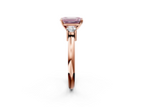 Rose gold Three-Stone Fancy Pink Emerald  Cut Diamond Solitaire with Prong Setting and Classic Band_49