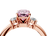 Rose gold Three-Stone Fancy Pink Emerald  Cut Diamond Solitaire with Prong Setting and Classic Band_51