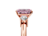 Rose gold Three-Stone Fancy Pink Emerald  Cut Diamond Solitaire with Prong Setting and Classic Band_52