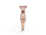 Rose gold Three-Stone Fancy Pink Emerald  Cut Diamond Twist Band with Prong Setting_21