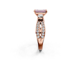 Rose gold Three-Stone Fancy Pink Emerald  Cut Diamond Twist Band with Prong Setting_22