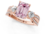 Rose gold Three-Stone Fancy Pink Emerald  Cut Diamond Twist Band with Prong Setting_23