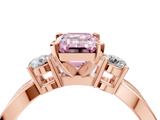 Rose gold Three-Stone Fancy Pink Emerald  Cut Diamond Twist Band with Prong Setting_24