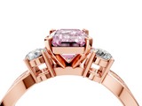Rose gold Three-Stone Fancy Pink Emerald  Cut Diamond Twist Band with Prong Setting_25