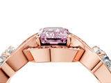 Rose gold Three-Stone Fancy Pink Emerald Cut Diamond Wave Pave Band with Prong Setting_4