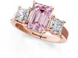Rose gold Three-Stone Fancy Pink Emerald  Cut Solitaire Ring with Prong Setting_4