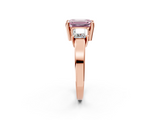 Rose gold Three-Stone Fancy Pink Emerald  Cut Solitaire Ring with Prong Setting_5