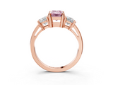 Rose gold Three-Stone Fancy Pink Emerald  Cut Solitaire Ring with Prong Setting_6