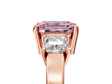 Rose gold Three-Stone Fancy Pink Emerald  Cut Solitaire Ring with Prong Setting_8