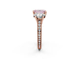 Rose gold Three-Stone Fancy Pink Emerald  Diamond Milgrain Pave Band with Prong Setting 2