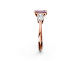 Rose gold Three-Stone Fancy Pink Emerald  Diamond Ring with Pear Side Stones in Four-Prong Setting_61