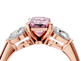 Rose gold Three-Stone Fancy Pink Emerald  Diamond Ring with Pear Side Stones in Four-Prong Setting_63