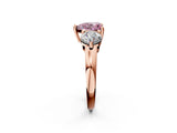 Rose gold Three-Stone Fancy Pink Heart  Brilliant Cut Solitaire Ring with Prong Setting on a Classic Band 2