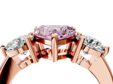 Rose gold Three-Stone Fancy Pink Heart  Brilliant Cut Solitaire Ring with Prong Setting on a Classic Band 4