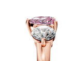 Rose gold Three-Stone Fancy Pink Heart  Brilliant Cut Solitaire Ring with Prong Setting on a Classic Band 5