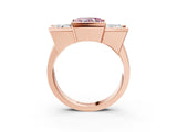 Rose gold Three Stone Fancy Pink Heart Cut Cut Channel Set Diamond Ring_3