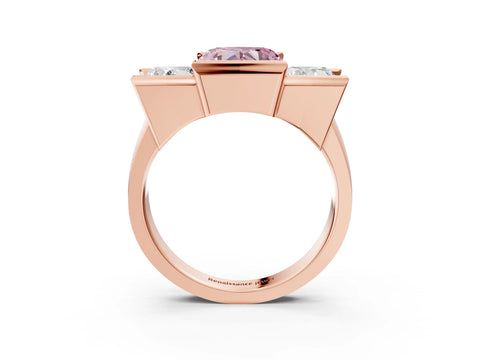 Rose gold Three Stone Fancy Pink Heart Cut Cut Channel Set Diamond Ring_3