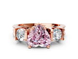 Rose gold Three-Stone Fancy Pink Heart Cut Cut Classic Band Prong Setting Ring