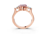 Rose gold Three-Stone Fancy Pink Heart Cut Cut Classic Band Prong Setting Ring_3